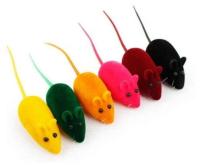 Мышь велюровая с пищиком для кошек 6см 6шт.