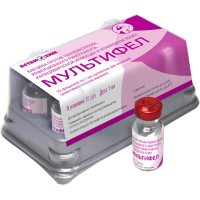 Вакцина Мультифел против панлейкопении, инфекционного ринотрахеита, калицивирусной инфекции и хламидиоза кошек, 10 доз/упак