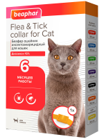 Препарат от клещей Беафар ошейник инсектоакарицидный для кошек Flea & Tick, желтый, 35 см