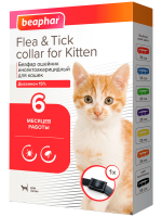 Препарат от клещей Беафар ошейник инсектоакарицидный для котят Flea & Tick, чёрный, 35 см