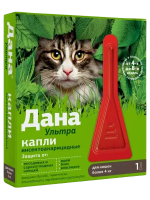 Капли от блох и клещей Апиценна Дана ® Ультра для кошек от 4 кг, 1 пипетка 0,64 мл
