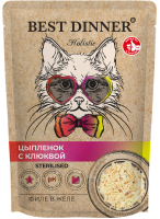 Влажный корм Best Dinner Holistic Sterilised паучи Филе в желе "Цыпленок с клюквой" 70 г