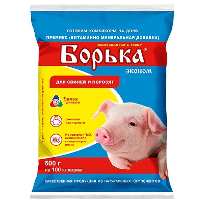 КП Премикс Борька для свиней всех возрастов , 500 г (0,5% эконом)(18/кор)