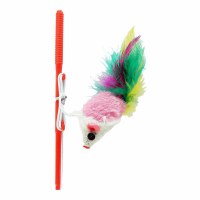 Удочка-Дразнилка с мышкой и перьями для кошек 31см