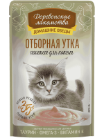 Влажный корм Деревенские лакомства "Домашние обеды", отборная утка, паштет для котят, 70 г