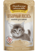 Влажный корм Деревенские лакомства "Домашние обеды", отборный лосось, паштет для котят, 70 г