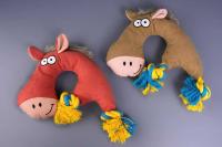 Игрушка-пищалка WOGY для собак Осел 28х22см с канатами, ринговая ткань, микс 1 шт