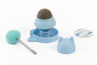 Игрушка-дразнилка WOGY для кошек 9х5.5см, шар мех d2.5 см на пружинке, кош. мята на липкой ленте, Микс