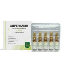 Адреналин (Эпинефрин-ЭНДОФАРМ) р-р д/в/в 1 мг/мл, 1 мл №5