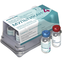 Вакцина Мультикан-4 против чумы, аденовирусных инфекций, парвовирусного и коронавирусного энтеритов собак, 5 доз/упак