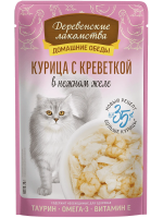 Влажный корм для кошек Деревенские лакомства Курица с креветкой в нежном желе, 70 г