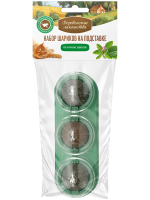 Игрушка для кошек Деревенские лакомства, набор из 3 мятных шариков на подставке, 90 г