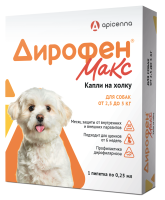 Препарат от паразитов Апиценна Дирофен Макс 120 мг для собак от 2,5 до 5 кг, 1 пипетка по 0,25 мл