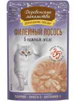 Влажный корм для кошек Деревенские лакомства Филейный лосось в нежном желе, 70 г
