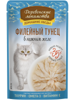 Влажный корм для кошек Деревенские лакомства Филейный тунец в нежном желе, 70 г
