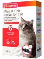 Препарат от клещей Беафар ошейник инсектоакарицидный для кошек Flea & Tick, черный, 35 см