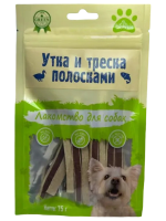 Лакомство для собак BIOHAUS Утка и треска полосками, 75 г