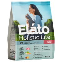 Корм Elato Holistic Lite для домашних малоактивных кастрированных котов и стерилизованных кошек, с ягнёнком и индейкой, 300 г