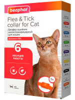 Препарат от клещей Беафар ошейник инсектоакарицидный для кошек Flea & Tick, оранжевый, 35 см