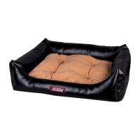 Лежак Люкс (экокожа) №3 (черный/беж) 70х60х19 см