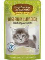Влажный корм Деревенские лакомства "Домашние обеды", отборный цыпленок, паштет для котят, 70 г