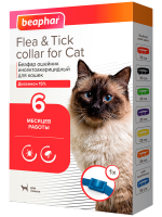 Препарат от клещей Беафар ошейник инсектоакарицидный для кошек Flea & Tick, синий, 35 см