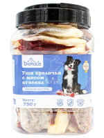 Лакомство для собак BIOHAUS Уши кроличьи с мясом ягненка, 750 г