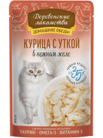 Влажный корм для кошек Деревенские лакомства Курица с уткой в нежном желе, 70 г