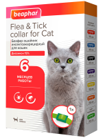 Препарат от клещей Беафар ошейник инсектоакарицидный для кошек Flea & Tick, зеленый, 35 см