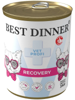 Влажный диетический корм Best Dinner Vet Profi Recovery для кошек и собак при истощении, выздоровлении и послеоперационном восстановлении, 340 г