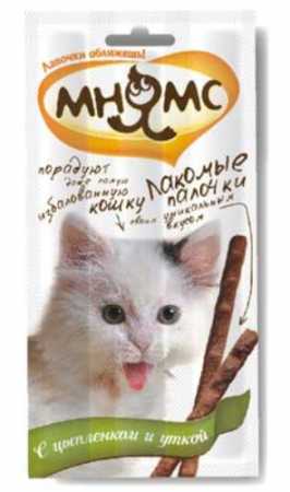 Pro Pet Мнямс лакомые палочки для кошек с  цыпленком и уткой упаковка, 3 шт