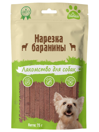 Лакомство для собак BIOHAUS Нарезка баранины, 75 г