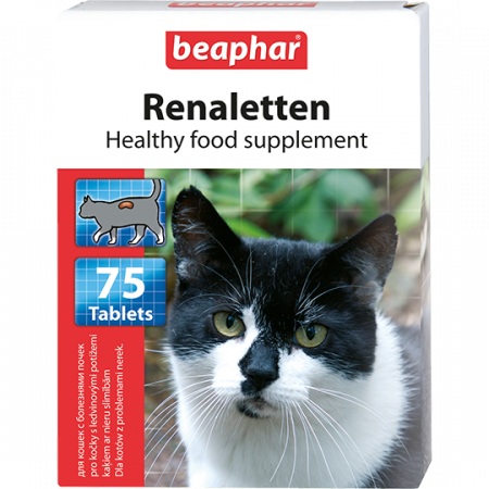 Кормовая добавка Beaphar Renaletten витамины для кошек с проблемами почек,  75 таб.