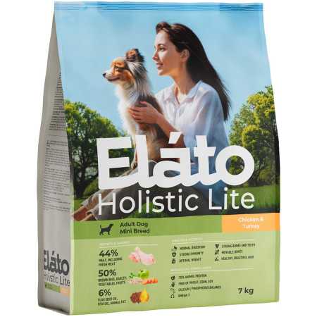 Корм Elato Holistic Lite для собак мелких пород с курицей и индейкой, 7 кг