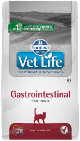 Сухой корм для кошек Farmina Vet Life Gastrointestinal при заболеваниях ЖКТ пакет 400 гр