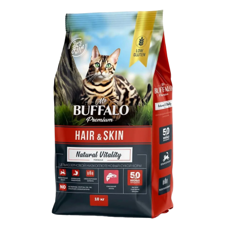Mr.Buffalo Adult Hair & Skin Корм для кошек (лосось), 10 кг