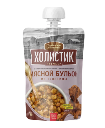 Деревенские лакомства "Холистик Премьер" для собак«Мясной бульон из телятины», 160г
