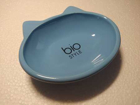 Миска керамическая БиоСтайл овальная лого (голубая)