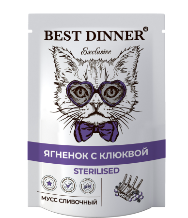 Паучи для кошек Best Dinner Exclusive Sterilised Ягненок с клюквой, 0,085 кг