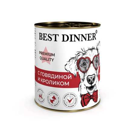 Консервы для собак Best Dinner Premium Меню №3 "С говядиной и кроликом", 0,34 кг