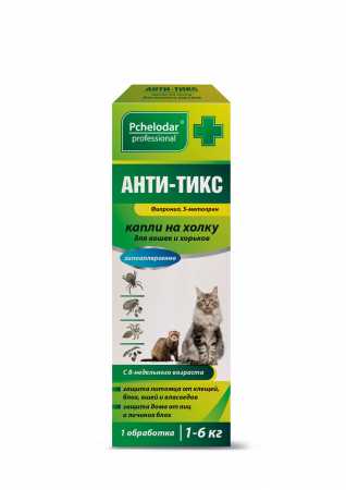 Пчелодар Анти-Тикс капли для кошек и хорьков, 1 пипетка в упаковке