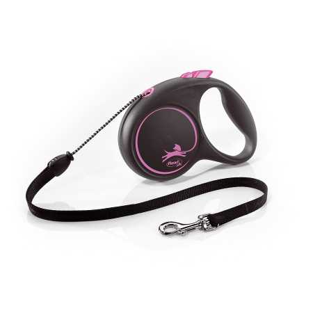 Поводок-рулетка Flexi Black Design cord M 5m 20 kg pink