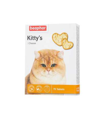 Кормовая добавка Beaphar "Kittys + Cheese" Витамины для кошек  с сыром, 75 таблеток