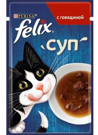 Felix Суп пауч консервы для взрослых  кошек с говядиной упак. 48 г.