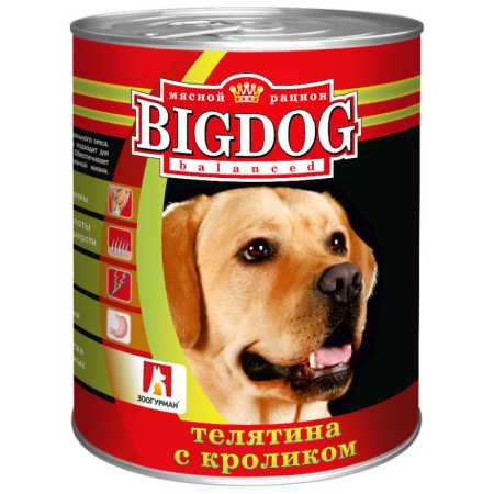 Зоогурман Влажный корм для собак Big Dog "Телятина с кроликом" банка, 850 гр