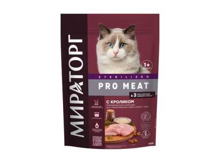 Мираторг Pro Meat Сухой корм для стерилизованных кошек с кроликом пакет, 400 гр (1 шт.)