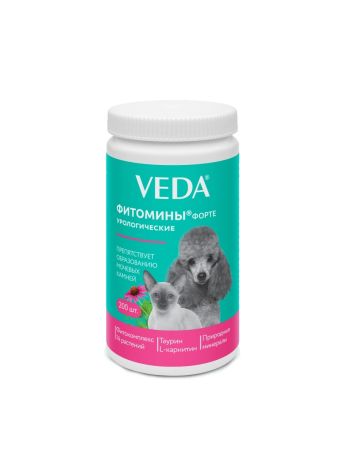 Кормовая добавка VEDA Фитомины Форте урологические собакам и кошкам,  200 таб.