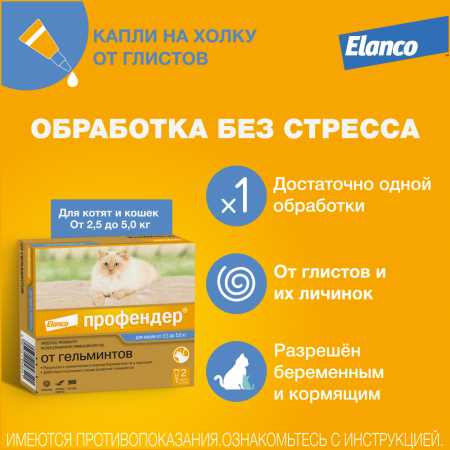 фото Препарат от глистов Elanco Профендер ® для кошек от 2,5 до 5 кг. 2 пип. в упак.