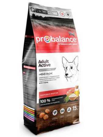 Probalance ® корм сухой Immuno Adult Active для взрослых собак с высокой активностью пакет, 15 кг