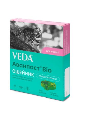 Антипаразитарное средство VEDA Аванпост Bio Ошейник репеллентный для кошек. 35 см